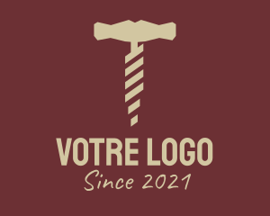 Red Wine - Brown Wine Corkscrew logo design