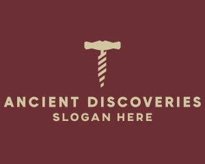 Brown Wine Corkscrew  logo design