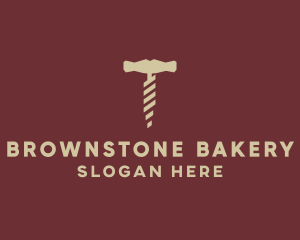 Brown Wine Corkscrew  logo design