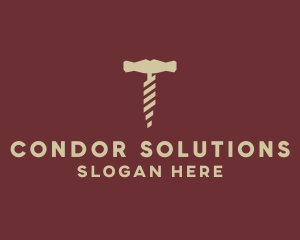 Brown Wine Corkscrew  logo design