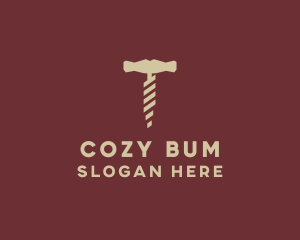 Brown Wine Corkscrew  logo design