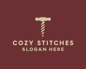 Brown Wine Corkscrew  logo design