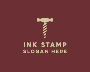 Brown Wine Corkscrew  logo design