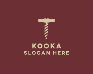 Brown Wine Corkscrew  logo design