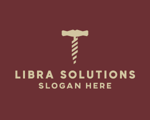 Brown Wine Corkscrew  logo design