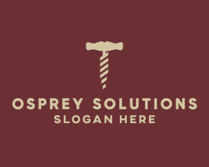 Brown Wine Corkscrew  logo design