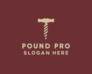 Brown Wine Corkscrew  logo design