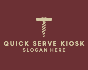 Brown Wine Corkscrew  logo design