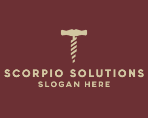 Brown Wine Corkscrew  logo design