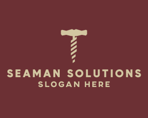 Brown Wine Corkscrew  logo design