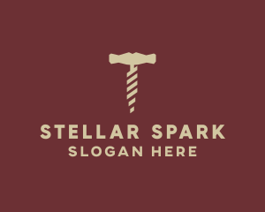 Brown Wine Corkscrew  logo design