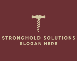 Brown Wine Corkscrew  logo design