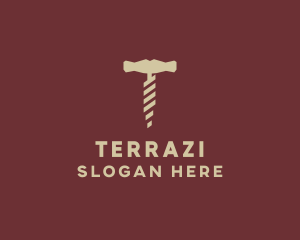 Brown Wine Corkscrew  logo design