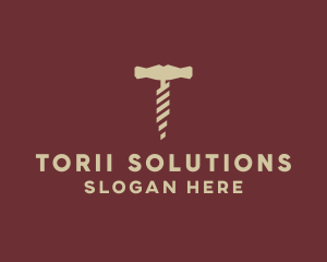 Brown Wine Corkscrew  logo design