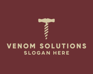 Brown Wine Corkscrew  logo design