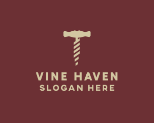 Wine Bar - Brown Wine Corkscrew logo design