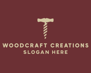 Brown Wine Corkscrew  logo design