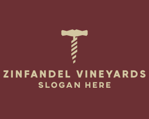 Brown Wine Corkscrew  logo design