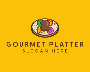 Healthy Food Platter Plate logo design