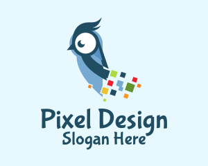 Digital Pixel Owl  logo design