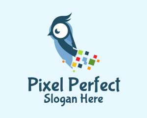 Digital Pixel Owl  logo design