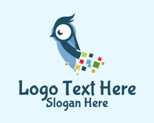 Bird - Digital Pixel Owl logo design