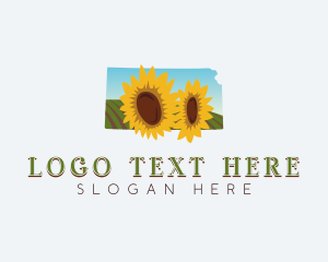 Camellia Flower - Kansas Sunflower Bloom logo design