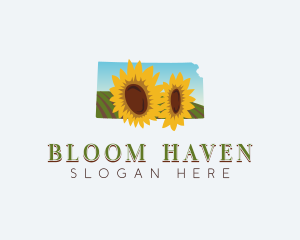 Kansas Sunflower Bloom  logo design