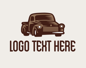 Car - Brown Pickup Truck logo design