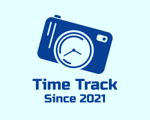 Blue Camera Clock logo design