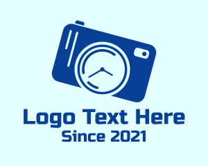 Photo Booth - Blue Camera Clock logo design