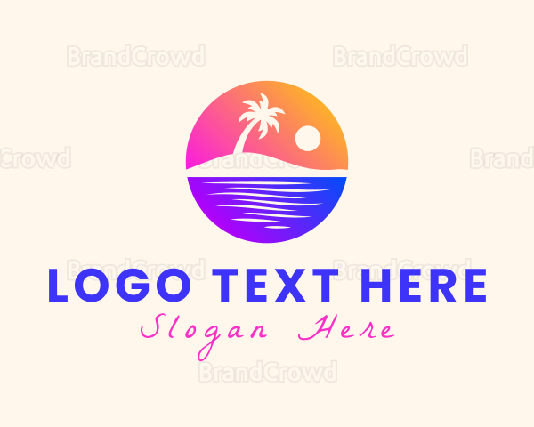 Island Beach Sunset Logo