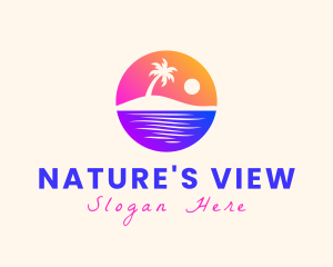 Scenic - Island Beach Sunset logo design