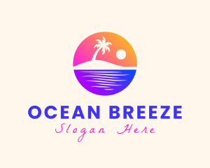 Island Beach Sunset logo design