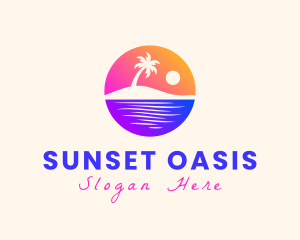 Island Beach Sunset logo design