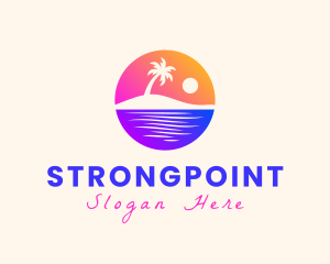 Badge - Island Beach Sunset logo design