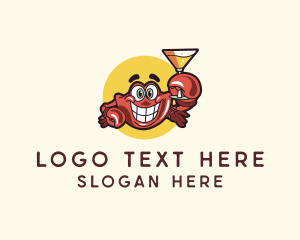 Cartoon - Crab Martini Bar logo design