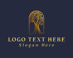 Metallic - Golden Arch Tree logo design