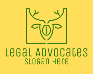 Deer - Green Organic Coffee logo design