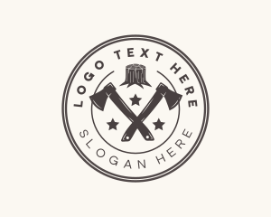 Log - Axe Log Cutter logo design