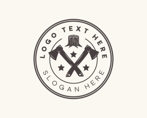 Lumber Jack - Axe Log Cutter logo design