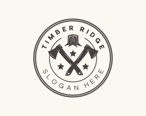 Logging - Axe Log Cutter logo design