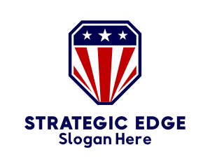 Straight Edged Patriot Shield logo design