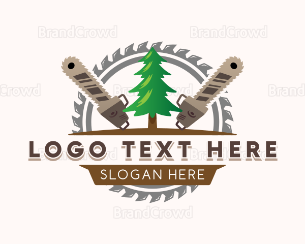 Chainsaw Wood Logging Logo