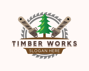 Chainsaw Wood Logging logo design