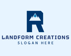 Landform - Mountain Peak Letter R logo design