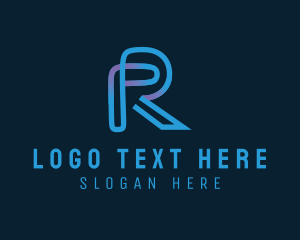 Digital Cyber Letter R logo design
