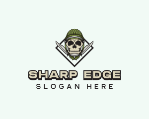 Military Skull Knife logo design