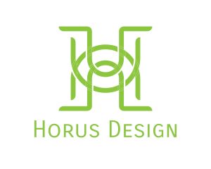 Green Monogram H & U logo design