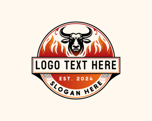 Vintage - Bull Flame Horn logo design